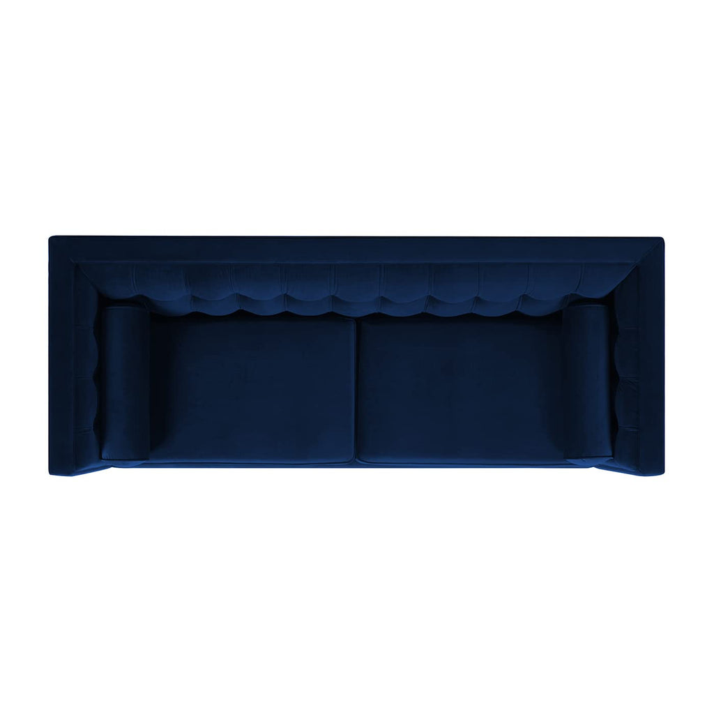 Navy Blue Velvet Tufted Sofa H735641