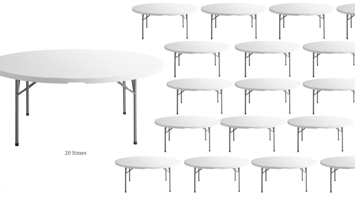 White 6-ft Plastic Folding Round Table L5516