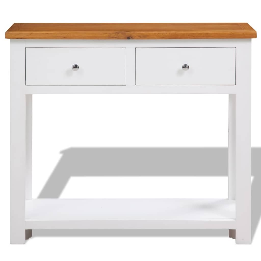 Solid Oak Wood Console Table with 2 Drawers Y6657
