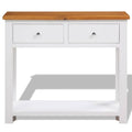 Solid Oak Wood Console Table with 2 Drawers Y6657