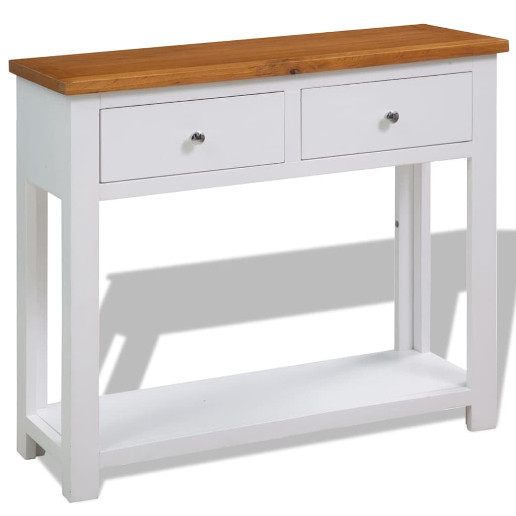 Solid Oak Wood Console Table with 2 Drawers Y6657