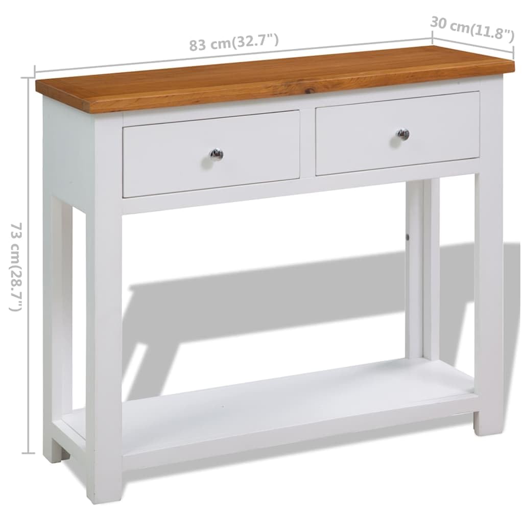 Solid Oak Wood Console Table with 2 Drawers Y6657