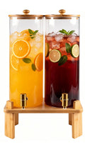 2 Gallon Glass Beverage Dispenser with Spigot and Bamboo Stand E78017