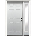 Steel Primed Left Hand In-Swing 6-Panel 36"x80" Exterior Prehung Door with 14" Sidelite W730