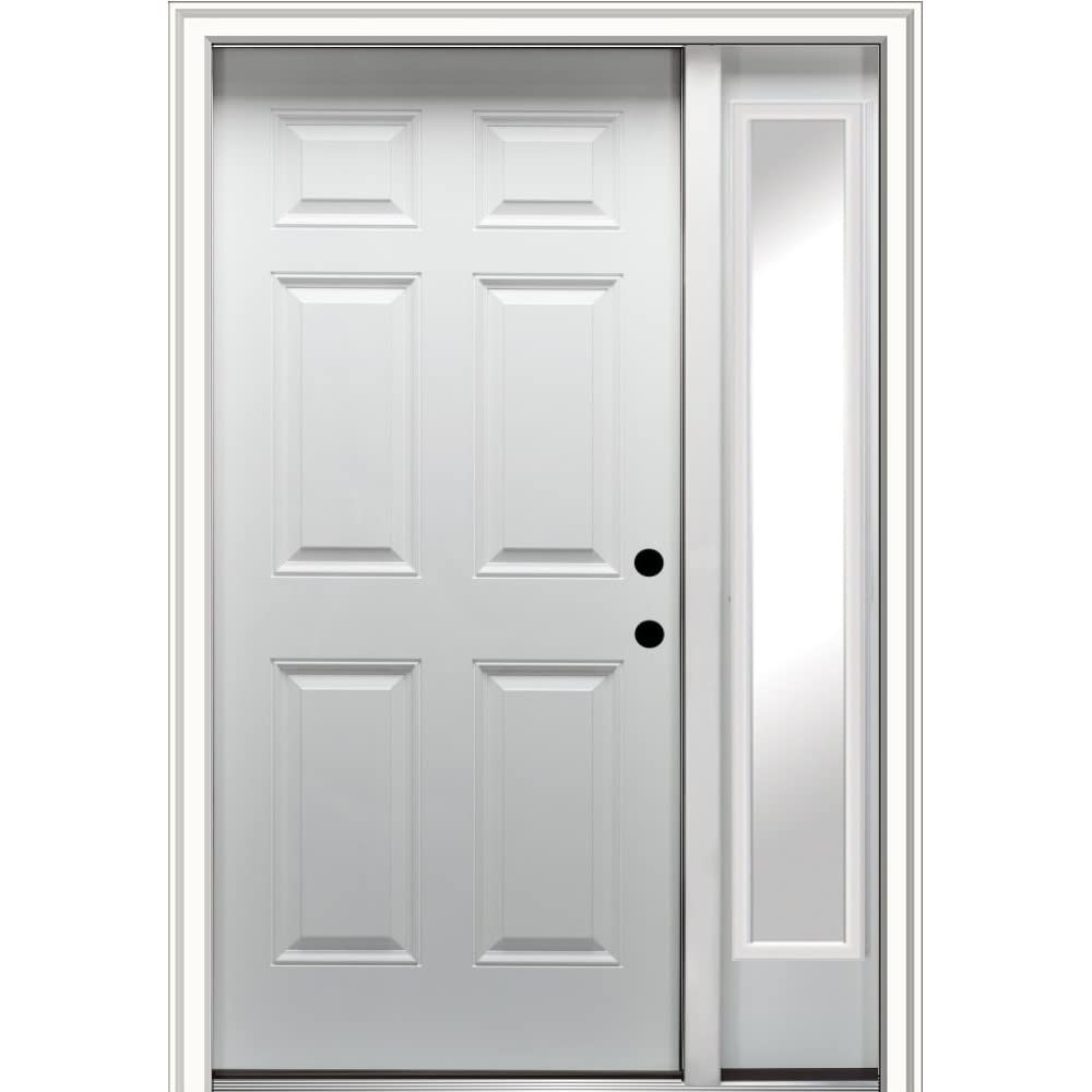 Steel Primed Left Hand In-Swing 6-Panel 36"x80" Exterior Prehung Door with 14" Sidelite W730