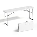 White 6 FT Narrow Folding Table with Carrying Handle V98408