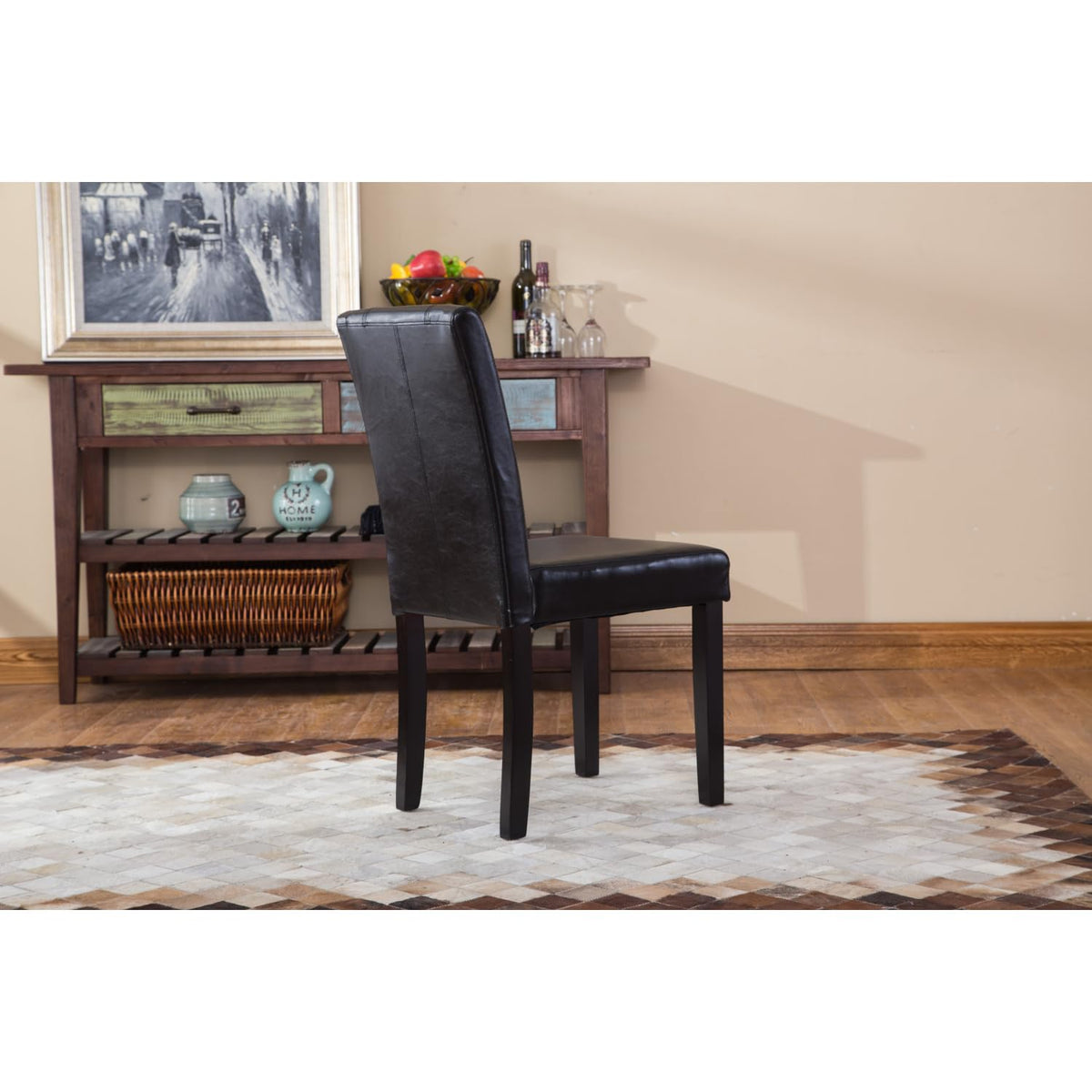 Black Faux Leather Parson Chair Set of 2 V267326