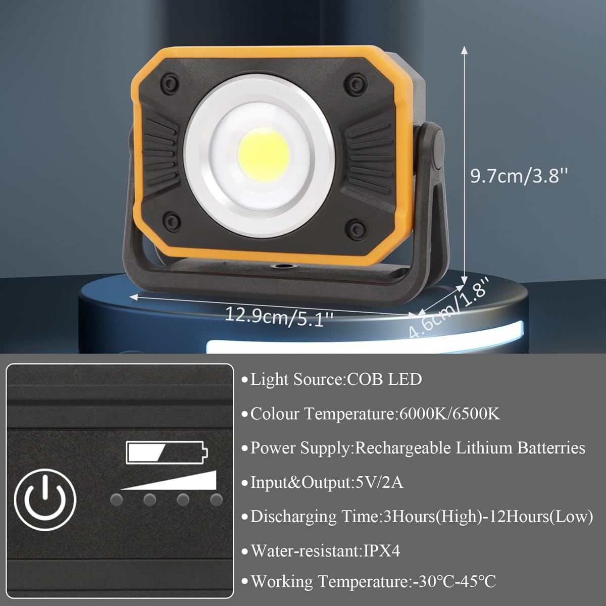 LED Work Light with Magnetic Base, 2 Pack D48289