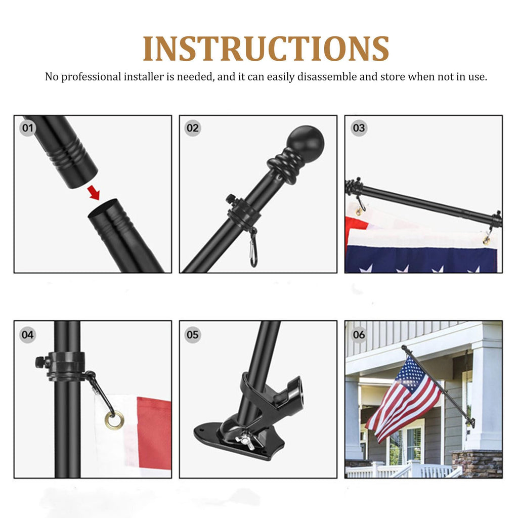 Black Rotating Flagpole Assembly with Base D104