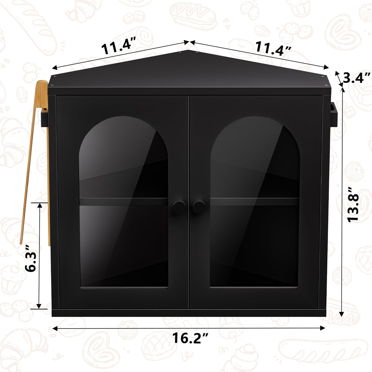 2 Tier Corner Bread Box with Acrylic Door E6191