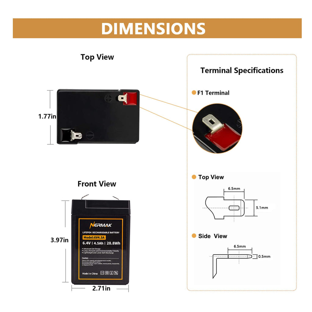 6V 4.5Ah LiFePO4 Battery 2 Pack W8219