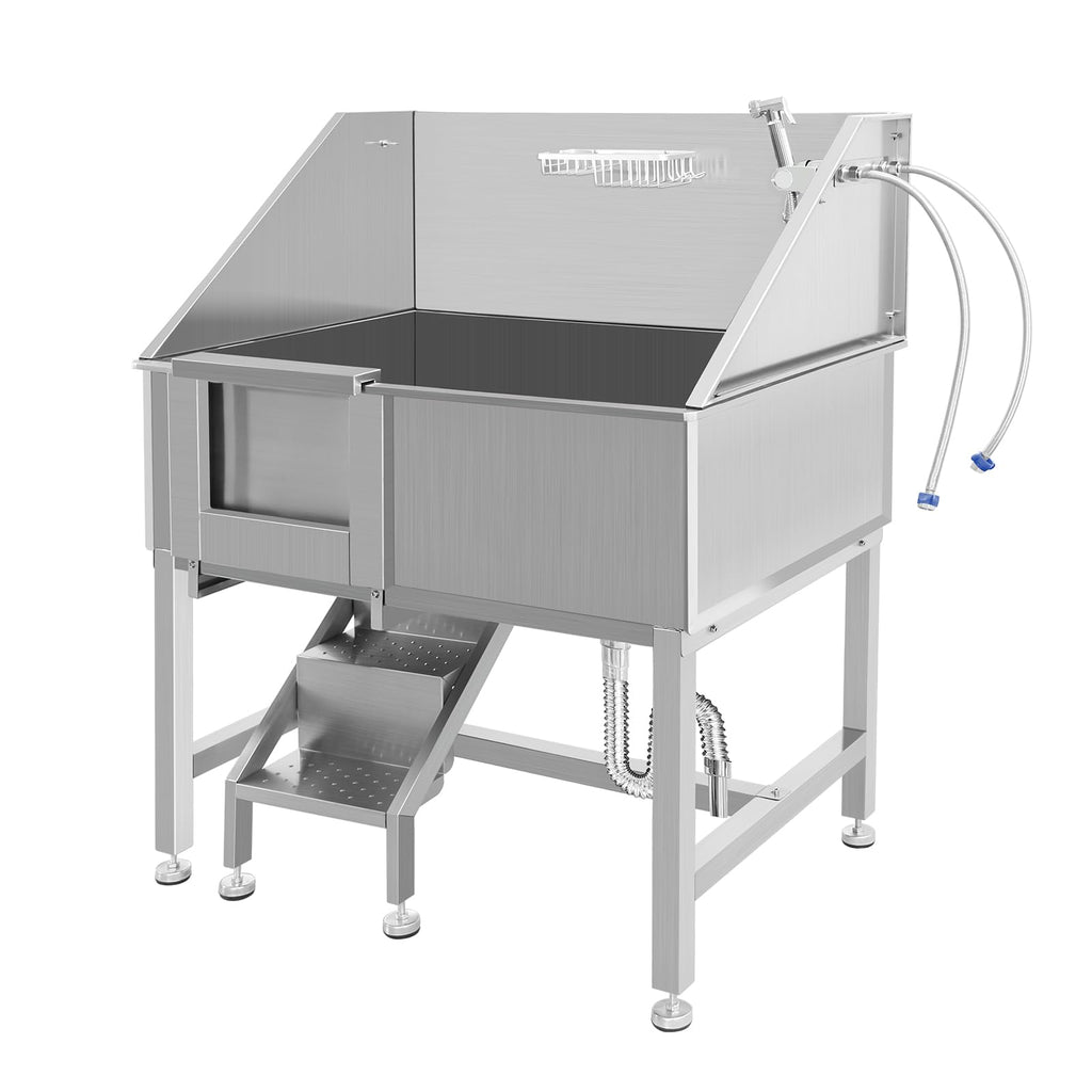 38" Stainless Steel Dog Grooming Tub with Sliding Door R29068