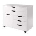 White Mobile Storage Cabinet with 1 Door & 5 Drawers M1600