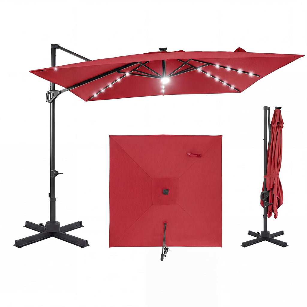 10ft Solar LED Patio Umbrella with Aluminum Pole E735