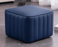 Dark Blue Leather Square Ottoman Z39090