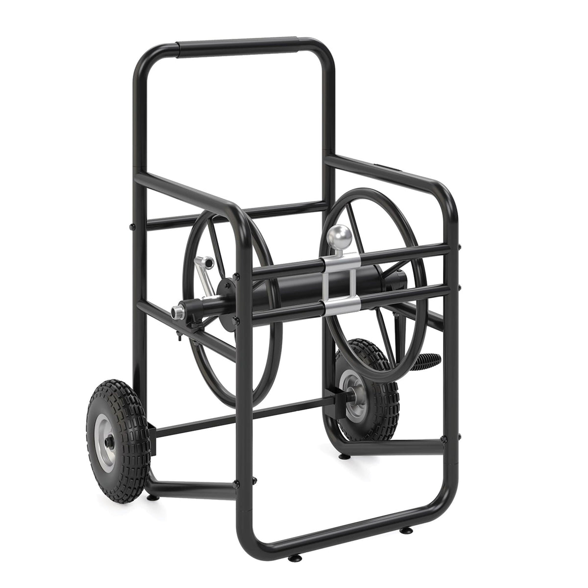 200' Steel Garden Hose Reel Cart with Flat-Free Rubber Tires R6449