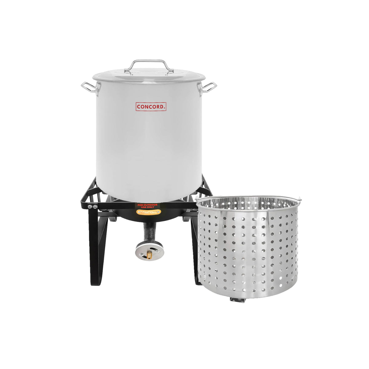Stainless Steel 40 QT Stock Pot with Steamer Basket and Propane Burner U552
