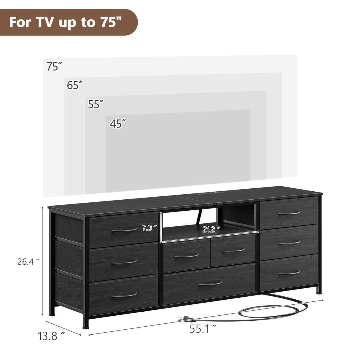55" 9 Drawer Dresser A9672
