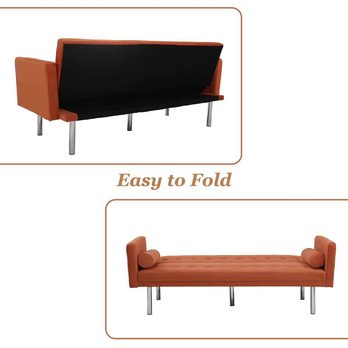 Orange Twin Size Convertible Sofa Bed L708847