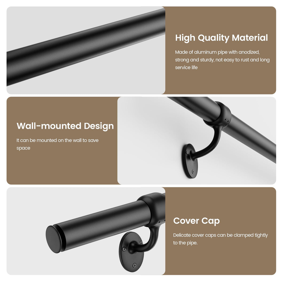 6 Feet Round Aluminum Stair Railing H68856