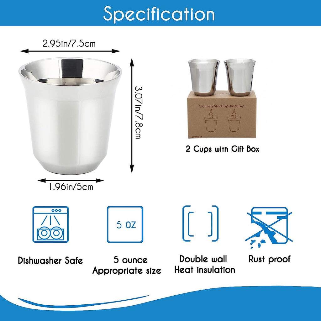 12 oz French Press with 5 oz Stainless Steel Espresso Cups P734981