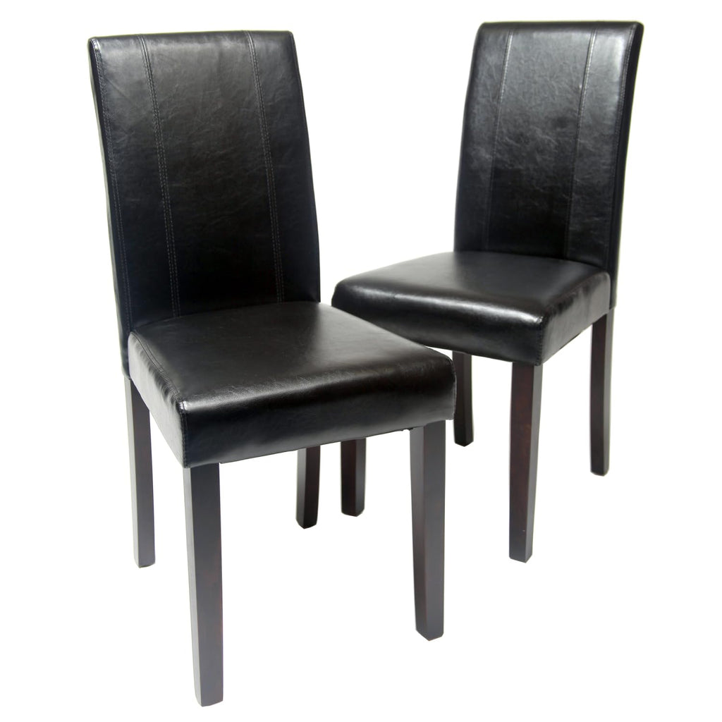 Black Faux Leather Parson Chair Set of 2 V267326