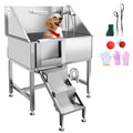 38" Stainless Steel Dog Grooming Tub with Sliding Door R29068