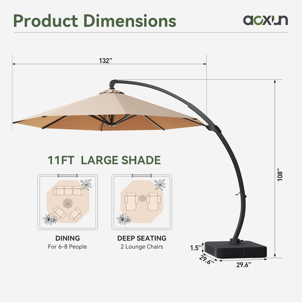 11 FT Aluminum Offset Cantilever Umbrella Z62240