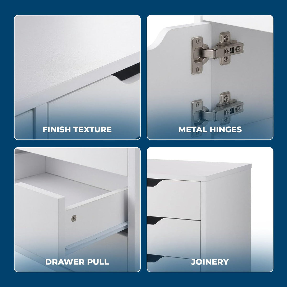 White Mobile Storage Cabinet with 1 Door & 5 Drawers M1600