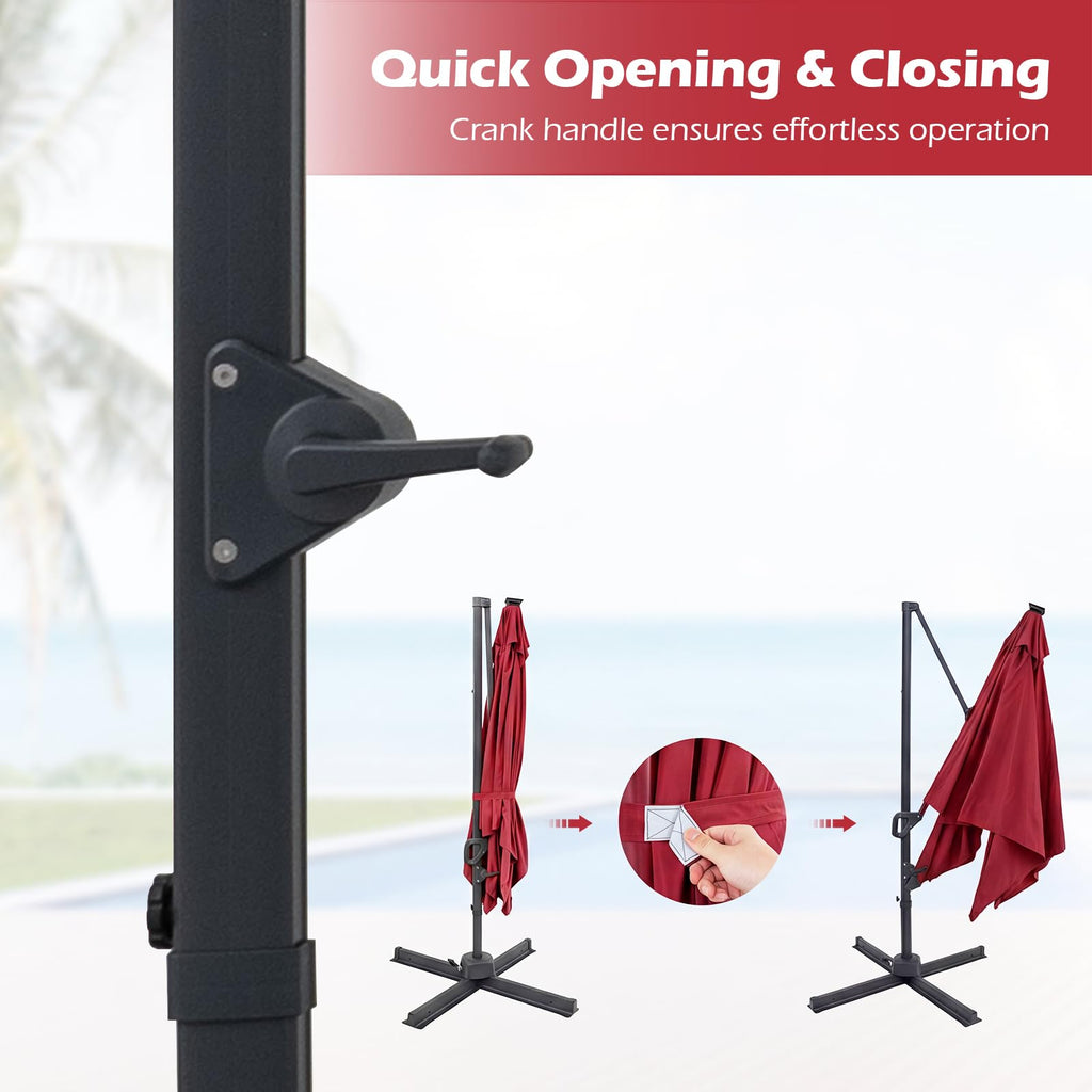 10ft Solar LED Patio Umbrella with Aluminum Pole E735