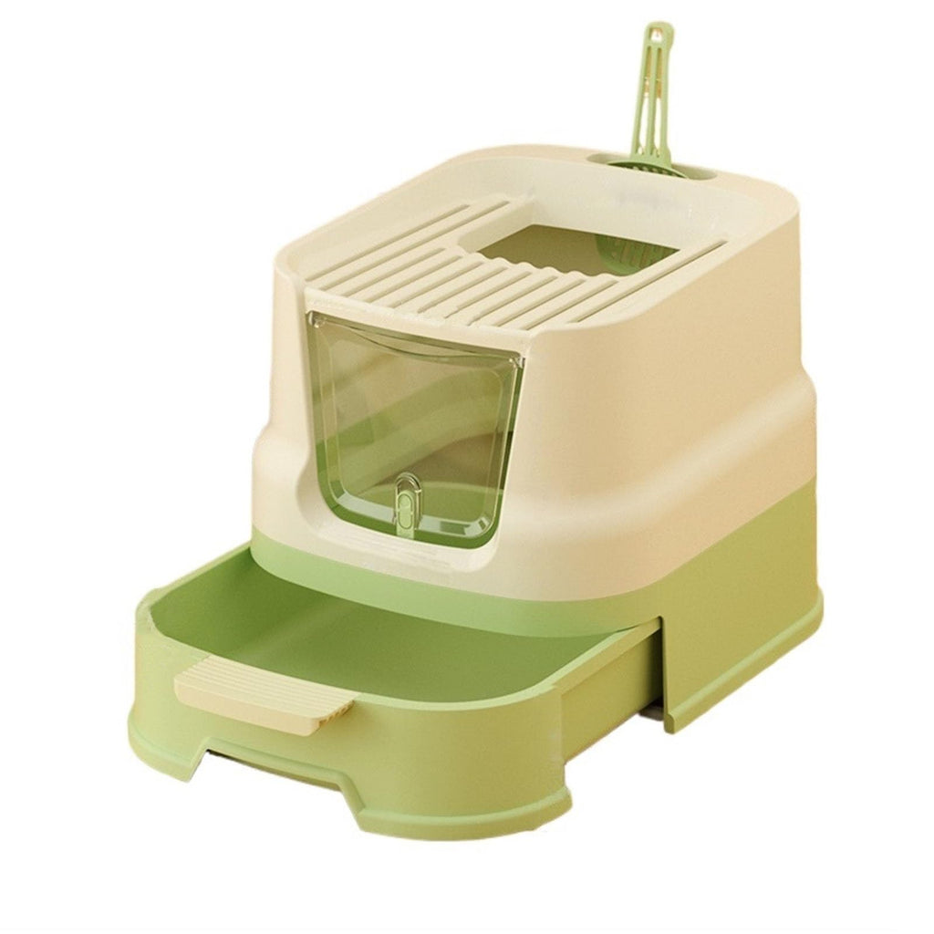 Large Top Entry Enclosed Cat Litter Box with Lid and Scoop Y529