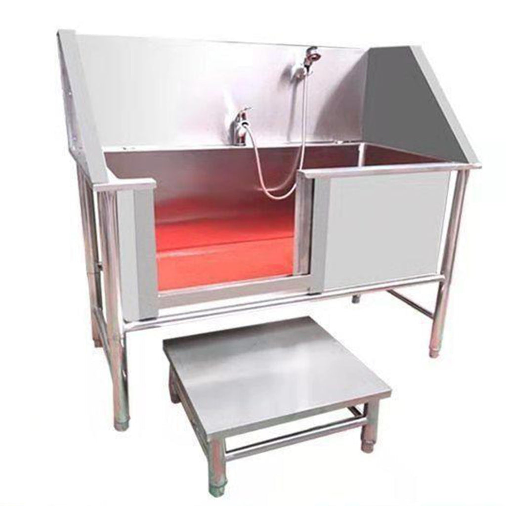 47 Inch Stainless Steel Dog Grooming Tub with Walk-in Stairs J472825
