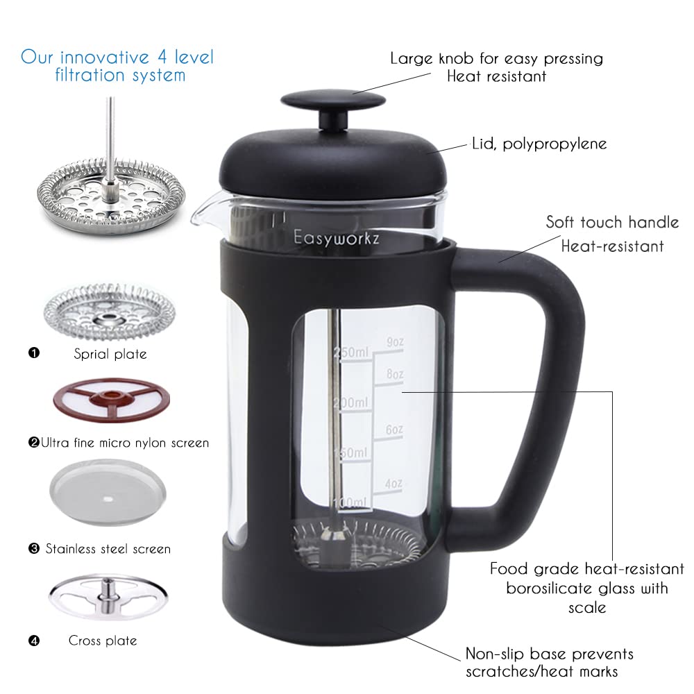 12 oz French Press with 5 oz Stainless Steel Espresso Cups P734981