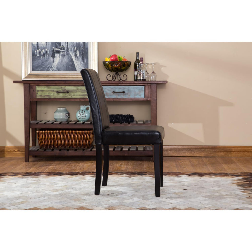 Black Faux Leather Parson Chair Set of 2 V267326