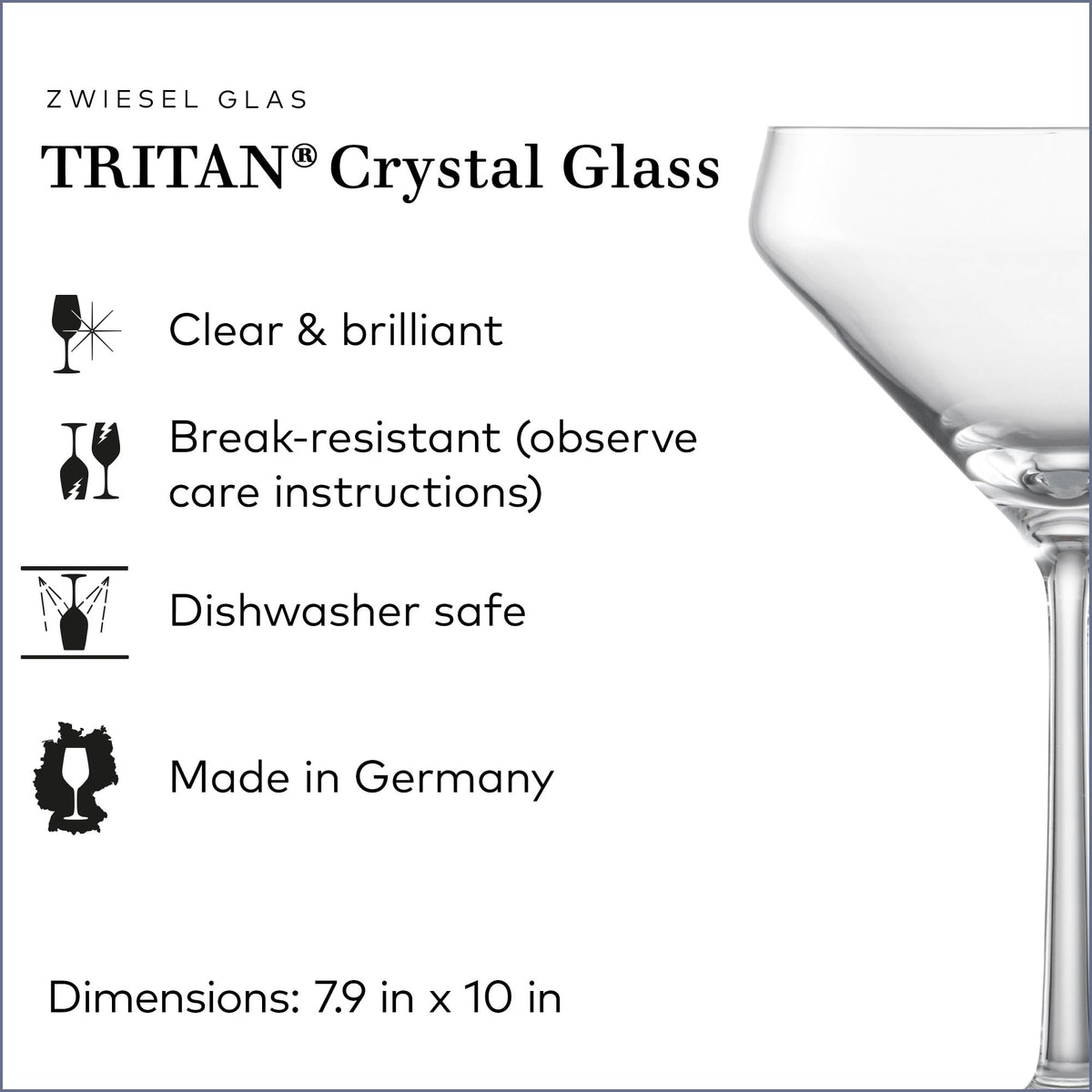 Martini Glass Set of 6 Dishwasher-Safe Tritan Crystal 12.3 Ounce C757