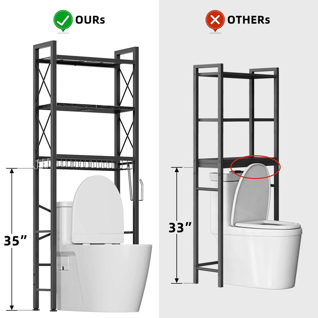 3-Tier Over The Toilet Storage Rack with Drain Basket U355617