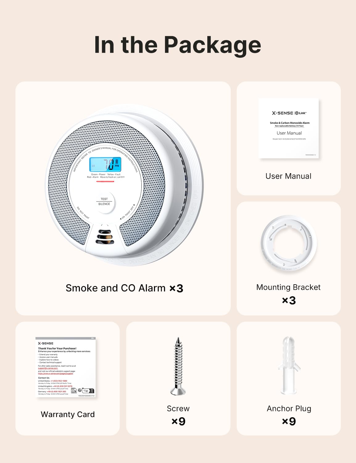 Smoke and Carbon Monoxide Detector Combo 3-Pack T1308