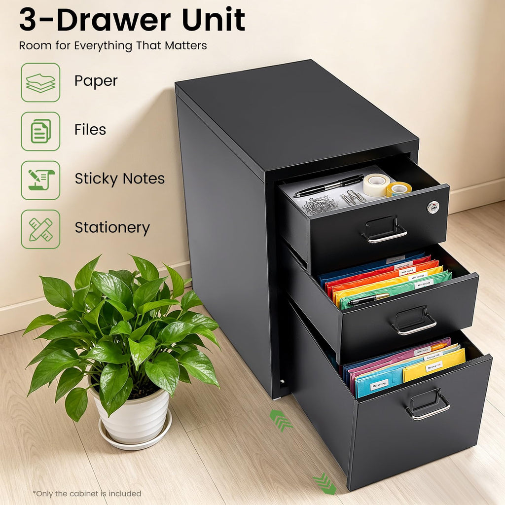 3 Drawer File Cabinet with Lock U6161