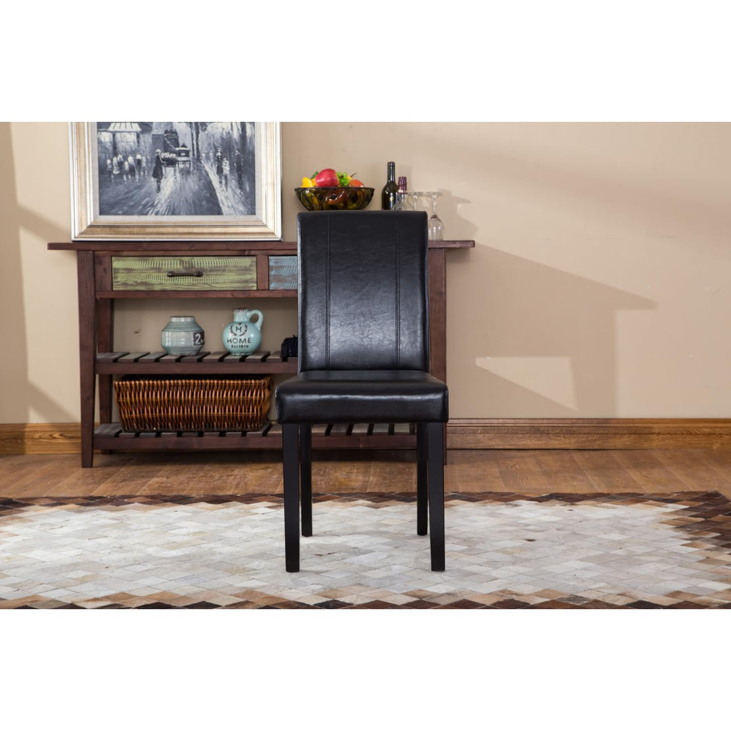 Black Faux Leather Parson Chair Set of 2 V267326