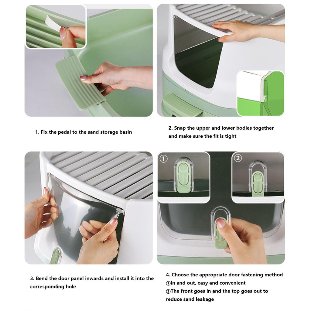 Large Top Entry Enclosed Cat Litter Box with Lid and Scoop Y529