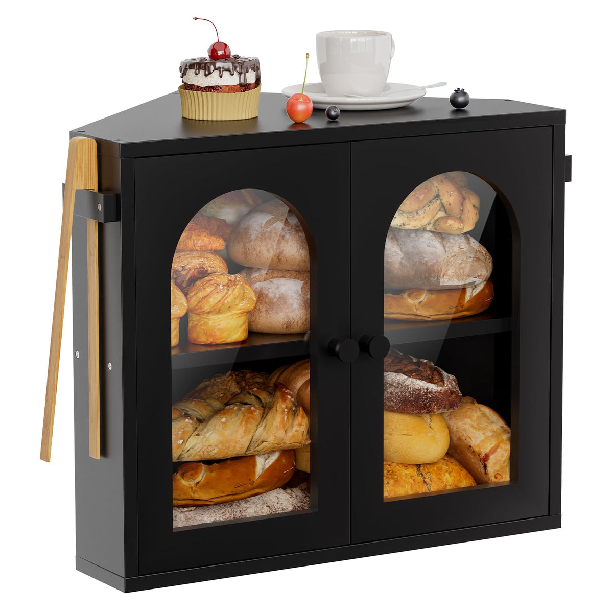 2 Tier Corner Bread Box with Acrylic Door E6191