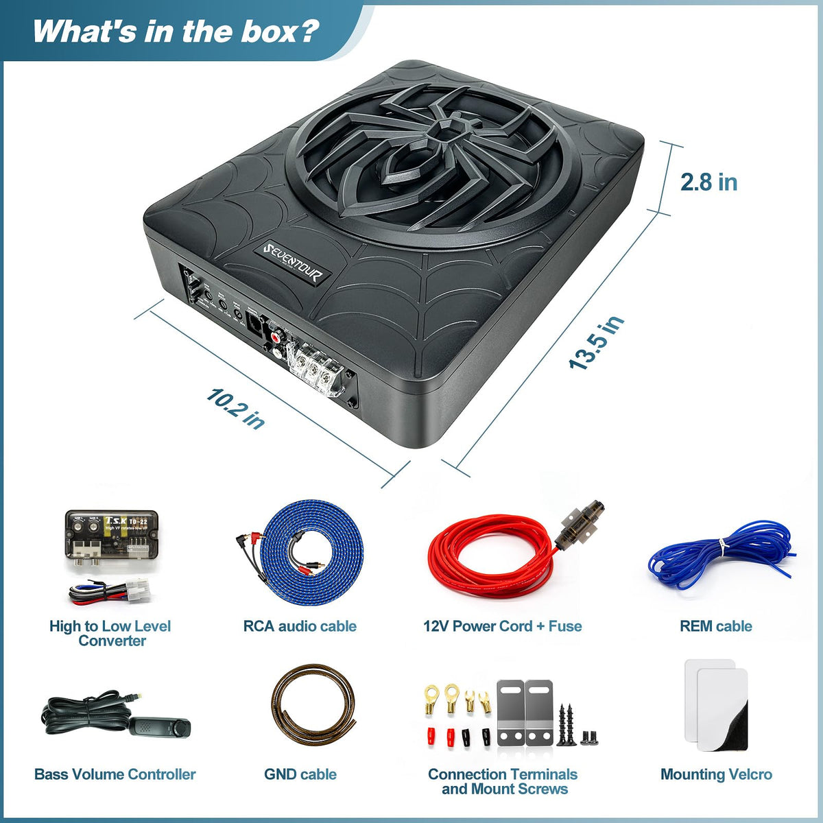 10" 1200W Powered Car Subwoofer with Amplifier Q806687