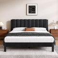 Twin Size Metal Platform Bed Frame with Velvet Headboard and Footboard I3188