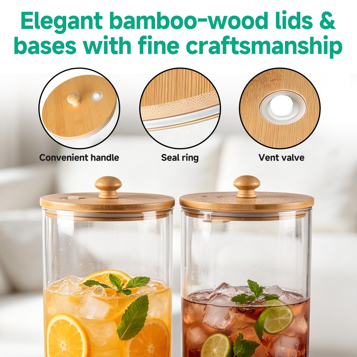 2 Gallon Glass Beverage Dispenser with Spigot and Bamboo Stand E78017