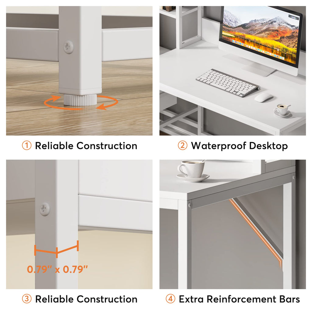 55 Inch Computer Desk with 2 Drawers and Storage Shelves J397478
