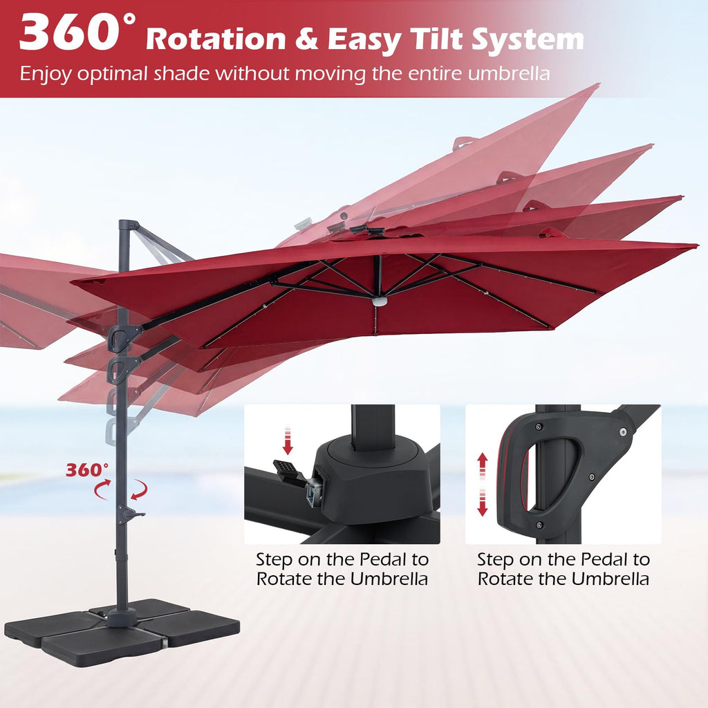10ft Solar LED Patio Umbrella with Aluminum Pole E735