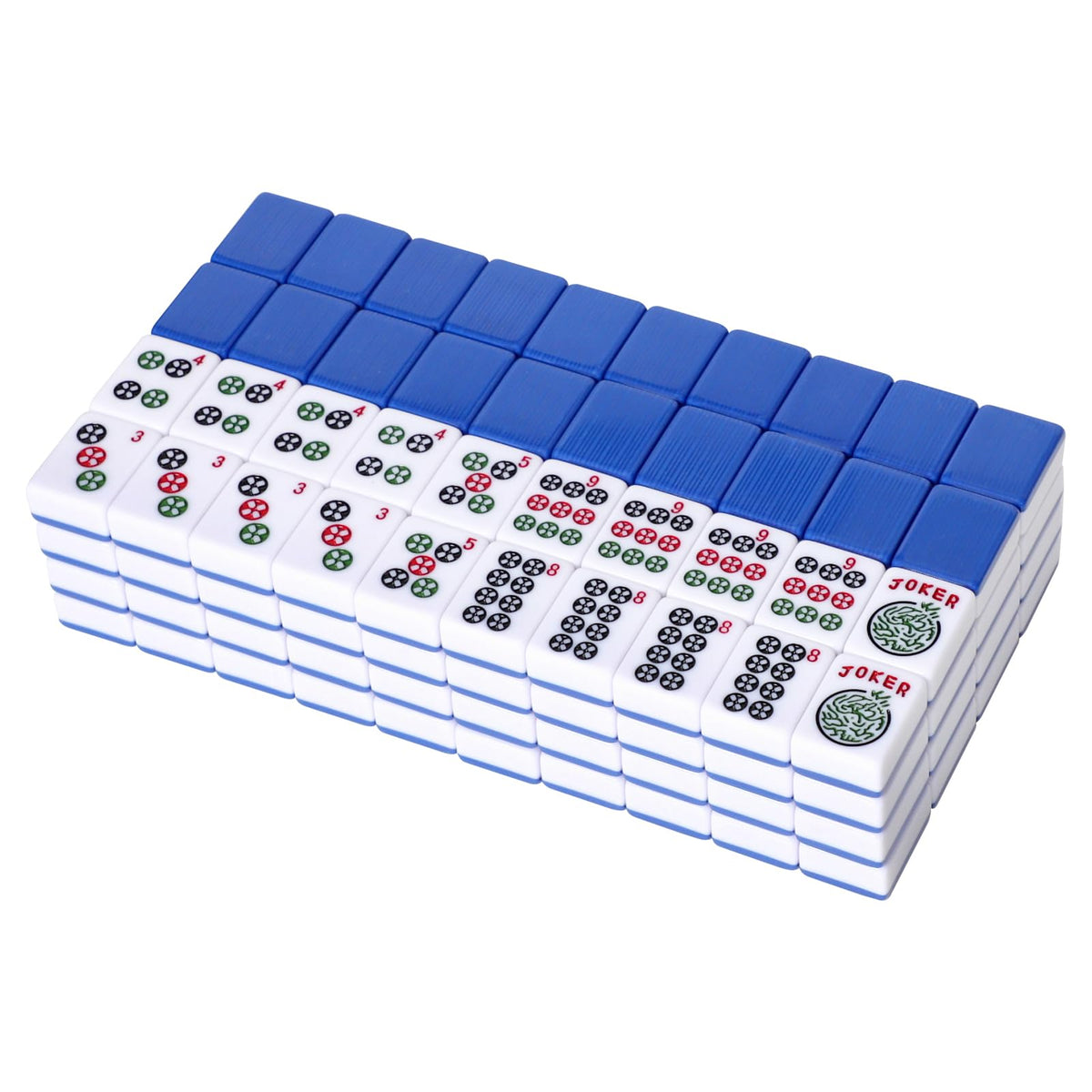 166 Blue Mahjong Tile Set with Bag and 4 All-in-One Rack/Pushers C5028