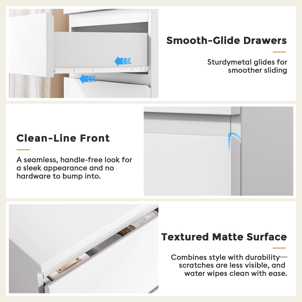 White 4 Drawer Wood Dresser W2968