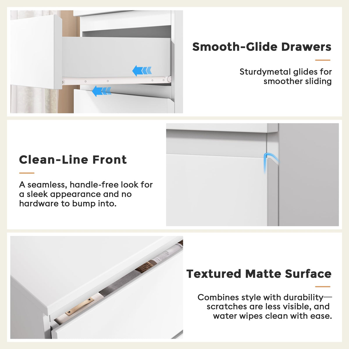 White 4 Drawer Wood Dresser W2968