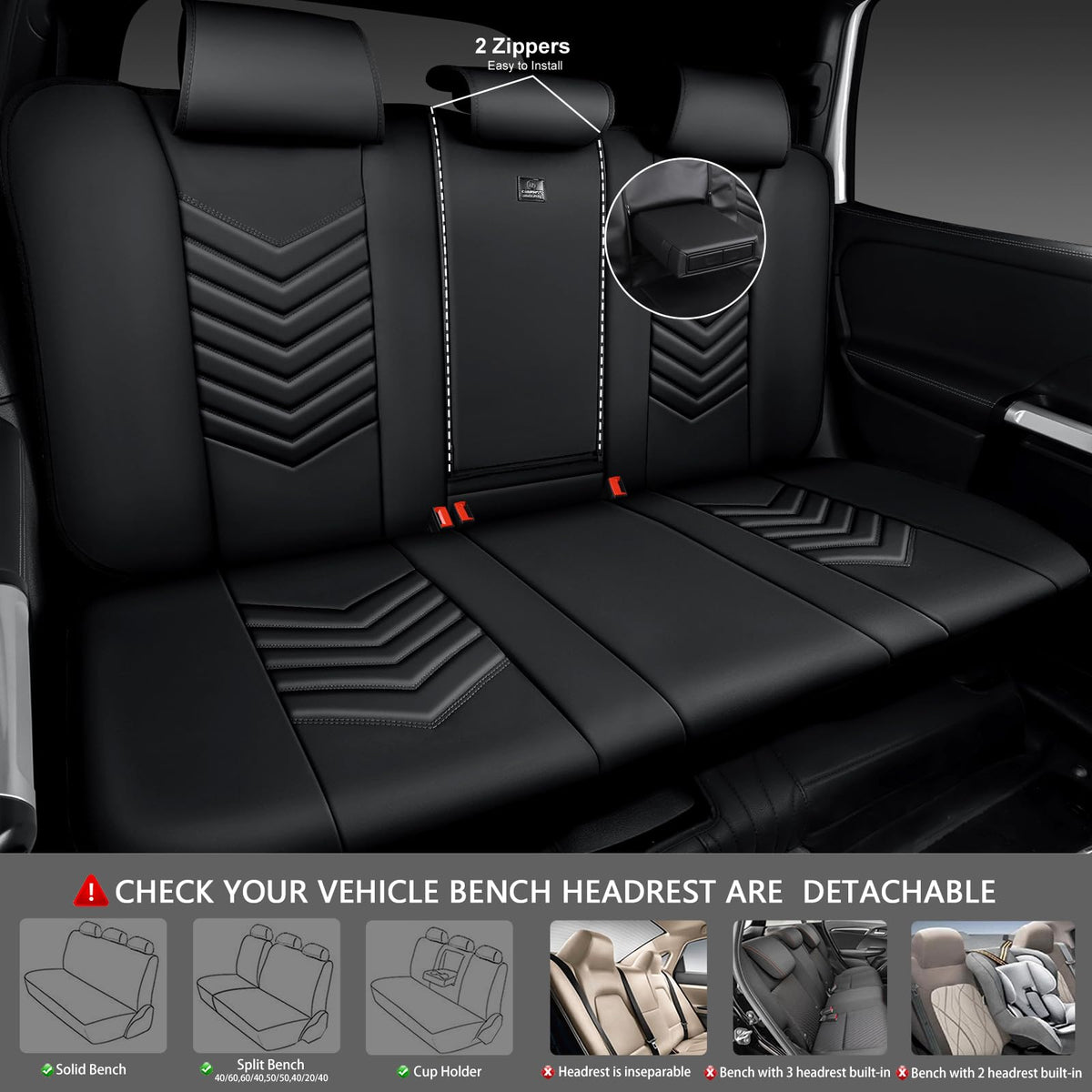 3D Foam Faux Leather Seat Covers Full Set D709419